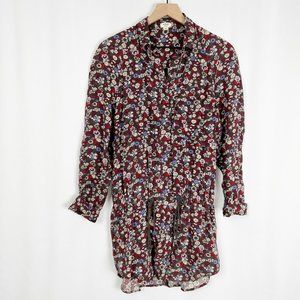 Aritzia Wilfred Floral Print Long Utility Cargo Shacket Trench Coat Light Jacket